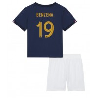 Dětský Fotbalový dres Francie Karim Benzema #19 MS 2022 Domácí Krátký Rukáv (+ trenýrky)